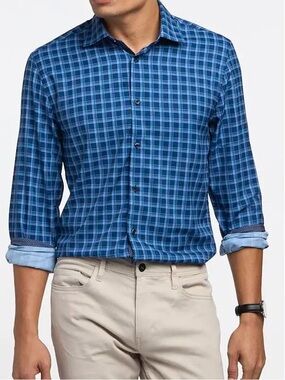 NWT WRK Navy Blue Multi-Plaid Slim Fit Multi Dress Shirt Long Sleeve 15.5